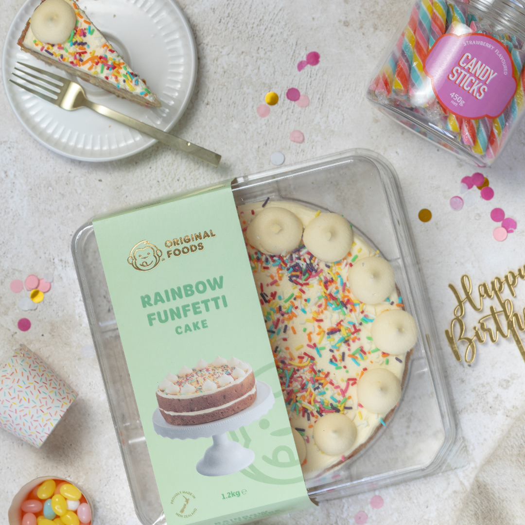 Rainbow Funfetti Layered Round Cake 8″
