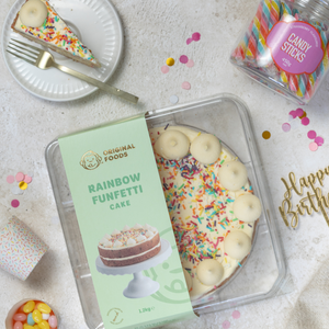 Rainbow Funfetti Layered Round Cake 8″
